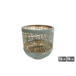 Metalen Windlicht Heidi 14x14x14 cm Salie Groen/Goud