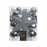 Decoris Kerstballen Mat/Glas/Glitter 33 Stuks Zilver