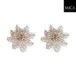 Mica Decorations Clip Poinsettia 3x13.5 cm 2 Stuks Champagne