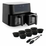 GreenPan Bistro Dual Zone Airfryer 2x 4L 3000W + 9-delige Bakset Zwart