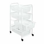 Metaltex Jumbotex Opbergkar met Wielen + 4 Lades 76x46x35 cm Wit/Metaal