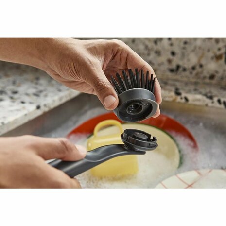 Joseph Joseph SkinTech Afwasborstel + Vervangbare Borstelkop Antraciet