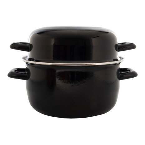 Mosselpan Emaille 24 cm Zwart