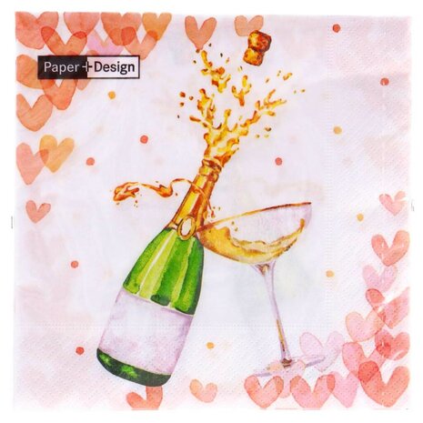 3-Laags Papieren Servetten Hearts Bubbles 33x33 cm 20 Stuks