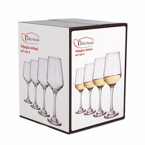 Daily Home Wijnglazen 400 ml 4 Stuks Transparant