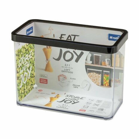 Rotho LOFT Bewaardoos 20x10x14.2 cm 2.1L Zwart/Transparant