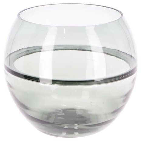 Light &amp; Living Glazen Theelichthouder Solis 15 cm Grijs/Transparant