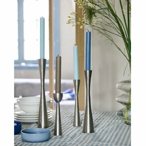 VTwonen Metalen Kandelaar 5x30x4 cm Zilver