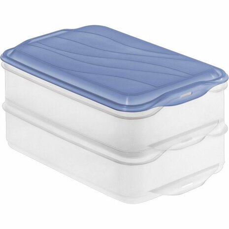 Rotho RONDO Vleeswarendoos 2x1.35L Horizon Blauw/Transparant