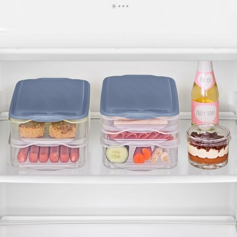 Rotho RONDO Vleeswarendoos 2x0.75L 1x1.35L Horizon Blauw/Transparant