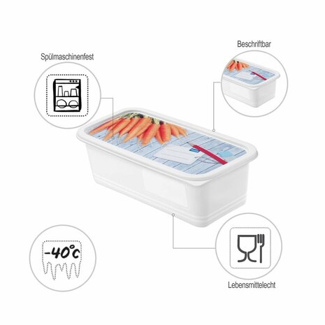 Rotho Domino Diepvriesdozen Etiket Decor 3x1.2L Wit