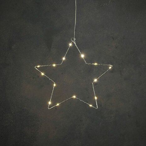 LED Ster 34 cm 15 LEDs Warm Wit Licht Zilver