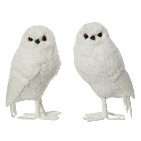 Decoratie Uil 9x8x15 cm Wit Assorti
