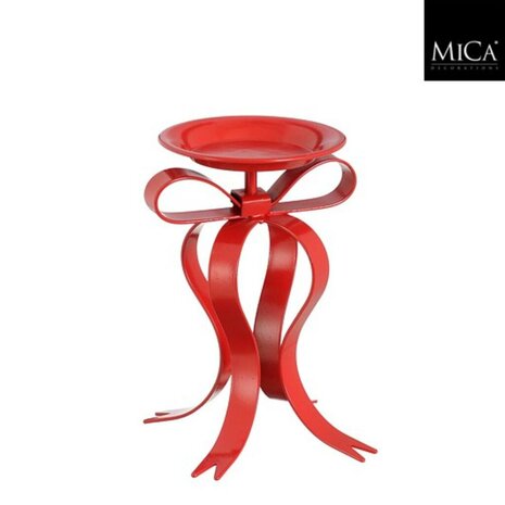 Mica Decorations Kandelaar Strik 17x14x20 cm Rood