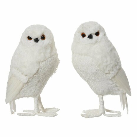 Decoratie Uil 14x13x25 cm Wit Assorti