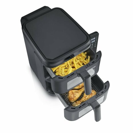 Severin Severin S-Fry Duo Stack Heteluchtfriteuse 2x5.5L 2800W Zwart