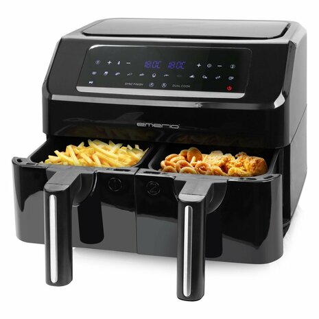 Emerio AF-130376.1 Dubbele Heteluchtfriteuse 2x3.6L 2400W Zwart