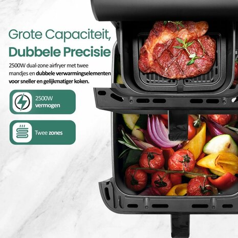 Emerio AF-133542 Heteluchtfriteuse 3.5L + 6.5L 2500W Zwart
