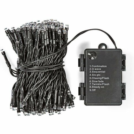 S.I.A. Batterij LED Verlichting 48 LEDs 350 cm Warm Wit Licht Zwart