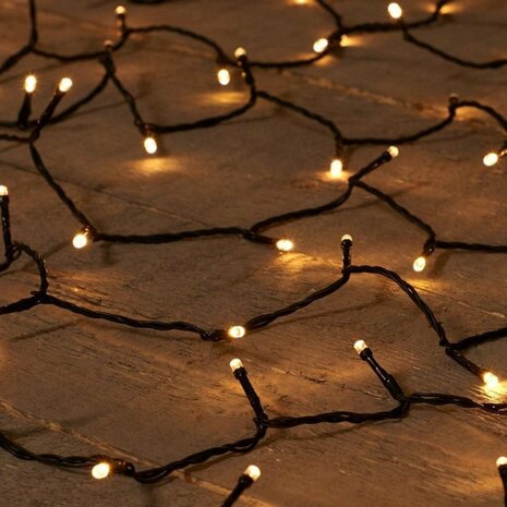 S.I.A. Batterij LED Verlichting 48 LEDs 350 cm Warm Wit Licht Zwart