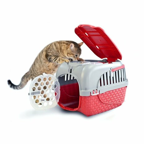 Bama Pet Transportbox 52x33x34 cm Rood/Zilver