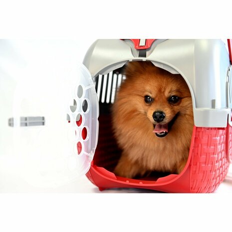 Bama Pet Transportbox 52x33x34 cm Rood/Zilver