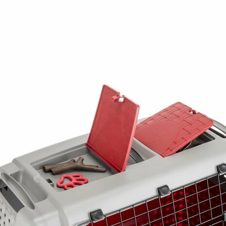 Bama Pet Transportbox met Wieltjes 88x52x60 cm Rood/Grijs