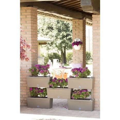 Bama Brick Koppelbare Plantenbakken 75L 59x23x27 cm 5 Stuks Taupe