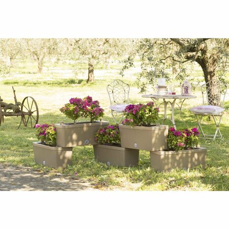 Bama Brick Koppelbare Plantenbakken 75L 59x23x27 cm 5 Stuks Taupe