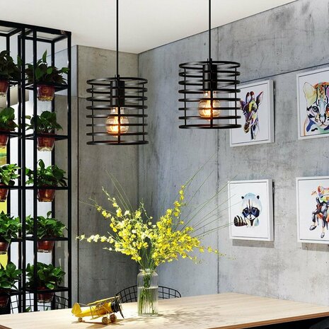 Homestyle Pro MK014-B Industri&euml;le Hanglamp 16x19 cm Zwart/Metaal