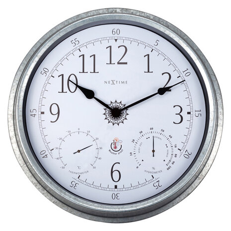 NeXtime NE-4304GA Buitenweerstationklok 40cm Metaal Gegalvaniseerd Tulip
