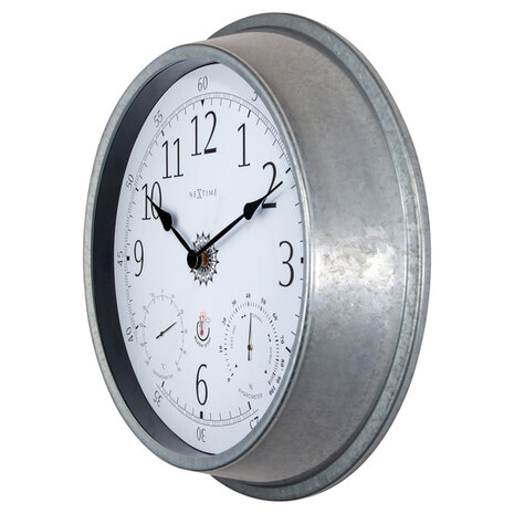NeXtime NE-4304GA Buitenweerstationklok 40cm Metaal Gegalvaniseerd Tulip