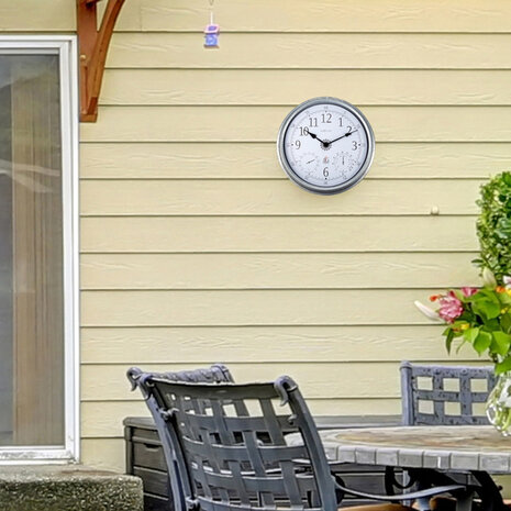 NeXtime NE-4304GA Buitenweerstationklok 40cm Metaal Gegalvaniseerd Tulip