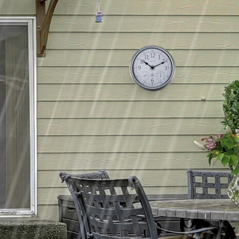 NeXtime NE-4304GA Buitenweerstationklok 40cm Metaal Gegalvaniseerd Tulip