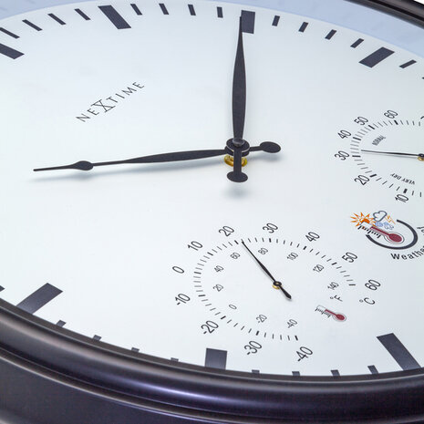 NeXtime NE-4306ZW Buitenweerstationklok &Oslash;50 8 Cm Kunststof Zwart Zonnebloem