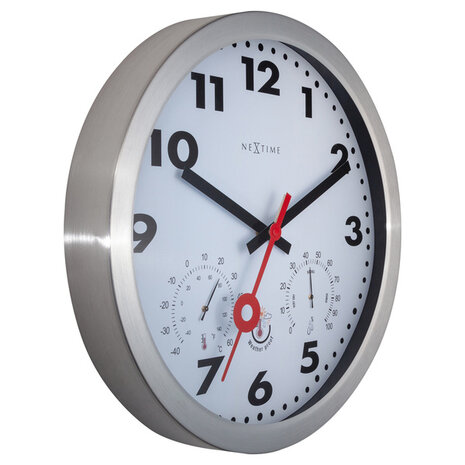 NeXtime NE-4307AR Buitenweerstationklok 35CM Aluminium-Wit Clematis