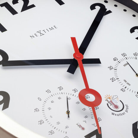 NeXtime NE-4307AR Buitenweerstationklok 35CM Aluminium-Wit Clematis