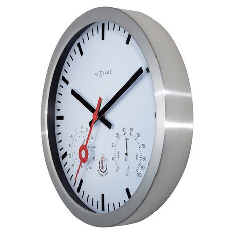 NeXtime NE-4307ST Buitenweerstationklok 35CM Aluminium-Wit Clematis
