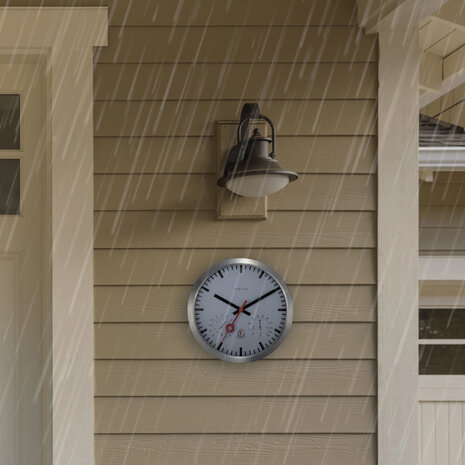 NeXtime NE-4307ST Buitenweerstationklok 35CM Aluminium-Wit Clematis