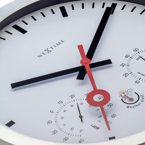NeXtime NE-4307ST Buitenweerstationklok 35CM Aluminium-Wit Clematis