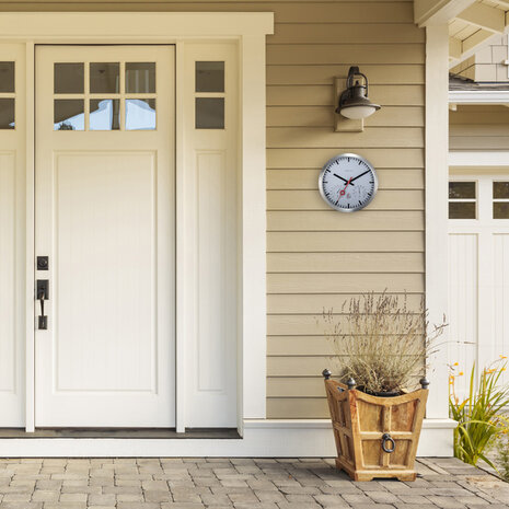 NeXtime NE-4307ST Buitenweerstationklok 35CM Aluminium-Wit Clematis