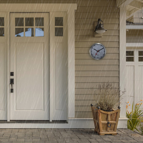 NeXtime NE-4307ST Buitenweerstationklok 35CM Aluminium-Wit Clematis