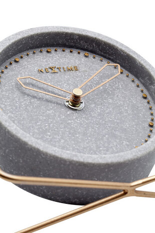 NeXtime NE-5204GS Tafelklok 17.5x15.5x5 Cm, Polyresin, Grijs