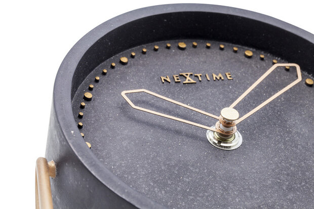 NeXtime NE-5204ZW Tafelklok 17.5x15.5x5 Cm, Polyresin, Zwart