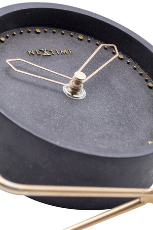 NeXtime NE-5204ZW Tafelklok 17.5x15.5x5 Cm, Polyresin, Zwart