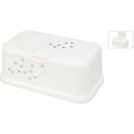 Tissuehouder Hartjes 22x13x9 cm Wit/Grijs