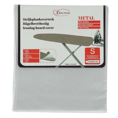 Daily Home Strijkhoes Metal S 112x30 cm Grijs/Katoen/Schuim
