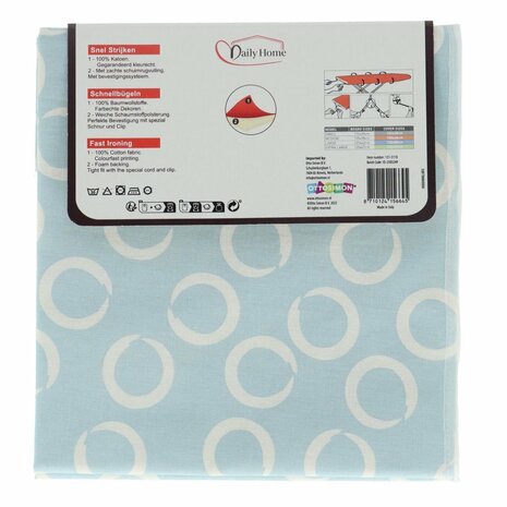 Daily Home Strijkhoes Basic L 127x42 cm Katoen/Schuim/Lichtblauw/Wit