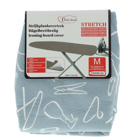 Daily Home Strijkhoes Stretch M 122x40 cm Lichtblauw/Wit