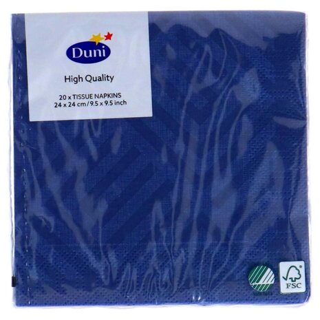Duni 3-Laags Papieren Servetten Mosaic 24x24 cm 20 Stuks Donkerblauw
